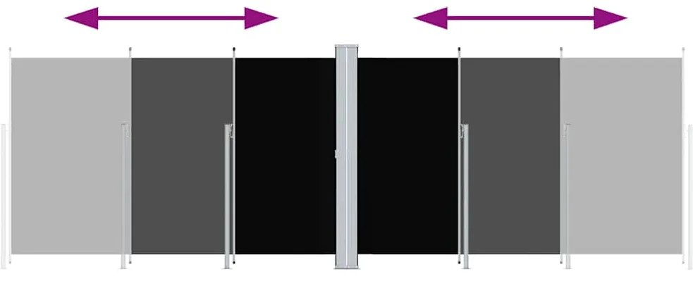 vidaXL Σκίαστρο Πλαϊνό Συρόμενο Μαύρο 200 x 600 εκ.
