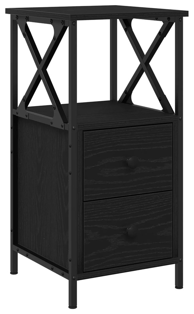 vidaXL Κομοδίνα 2 τμχ Μαύρη Δρυς 34x35,5x70 εκ Επεξεργασμένο Ξύλο