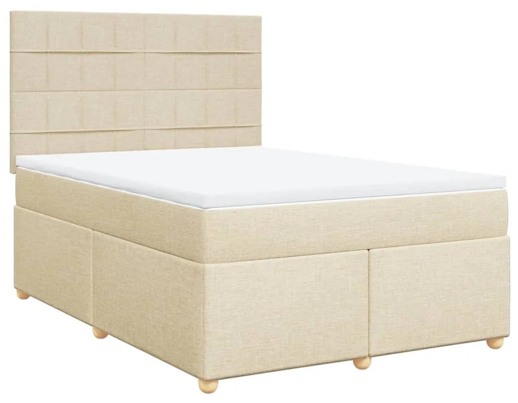 ΚΡΕΒΑΤΙ BOXSPRING ΜΕ ΣΤΡΩΜΑ ΚΡΕΜ 140X190 ΕΚ. ΥΦΑΣΜΑΤΙΝΟ 3291280