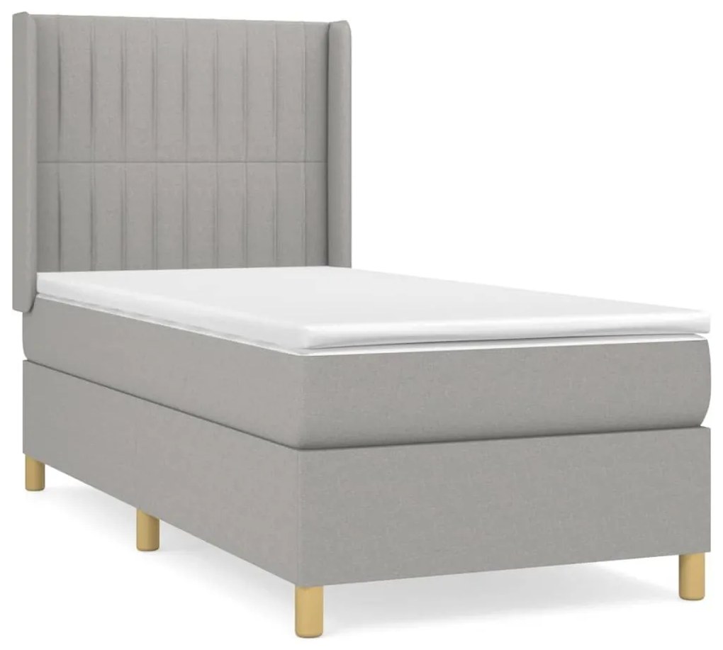 Κρεβάτι Boxspring με Στρώμα Ανοιχτό Γκρι 80x200 εκ. Υφασμάτινο - Γκρι