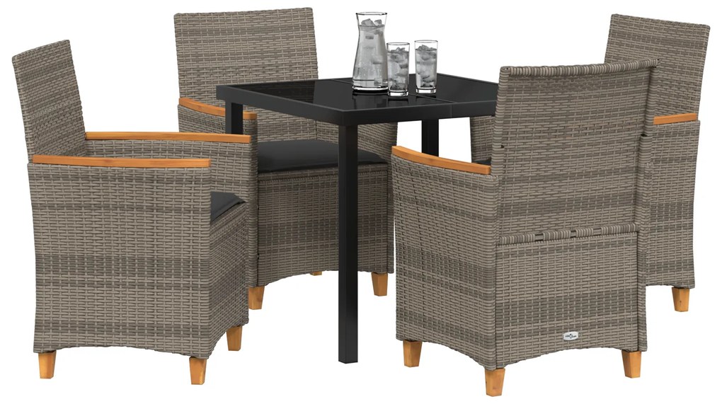 vidaXL Set Εξωτερικών Καταναλωτικών Επίπλων 5 Τεμαχίων με Μαξιλάρια Γκρι Πολυ Ράταν