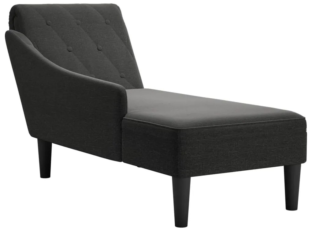 Ανάκλιντρο Σκούρο Μαύρο Υφασμάτινο με Μαξιλάρι και Μπράτσο