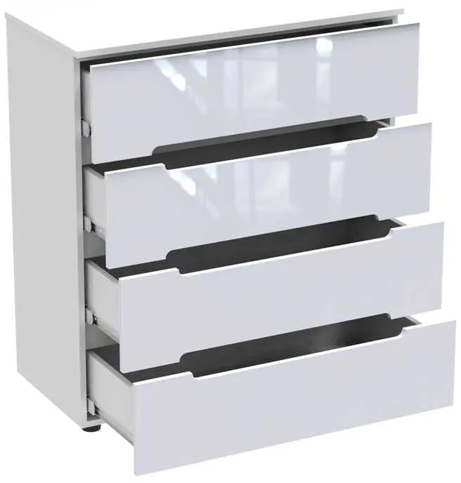Συρταριέρα Afina pakoworld mdf σε λευκή glossy απόχρωση 90x44x101εκ