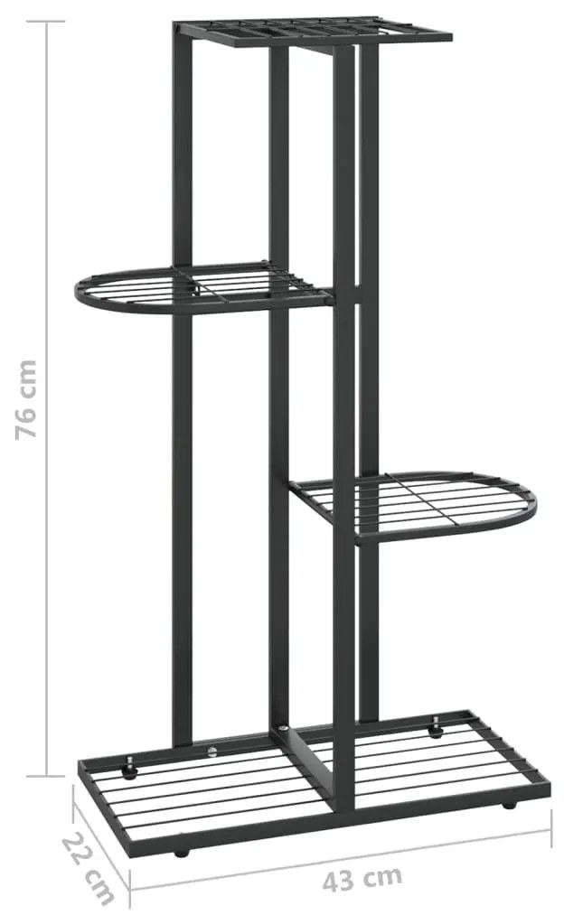 Ανθοστήλη 4 Επιπέδων Μαύρη 43 x 22 x 76 εκ. Μεταλλική - Μαύρο