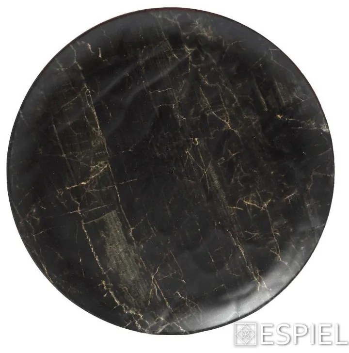 Ρηχό Πιάτο Φρούτου Μελαμίνης Black Wood Μαύρο 23x1,2