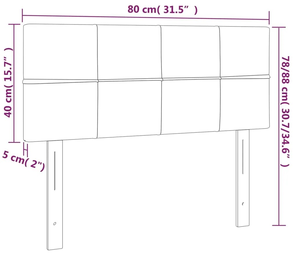 vidaXL Κεφαλάρι Κρεβατιού LED Ροζ 80 x 5 x 78/88 εκ. Βελούδινο