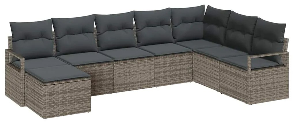 vidaXL Σετ Καναπέ Κήπου 8 pcs Γκρι Πολυ rattan, βαμμένο ατσάλι