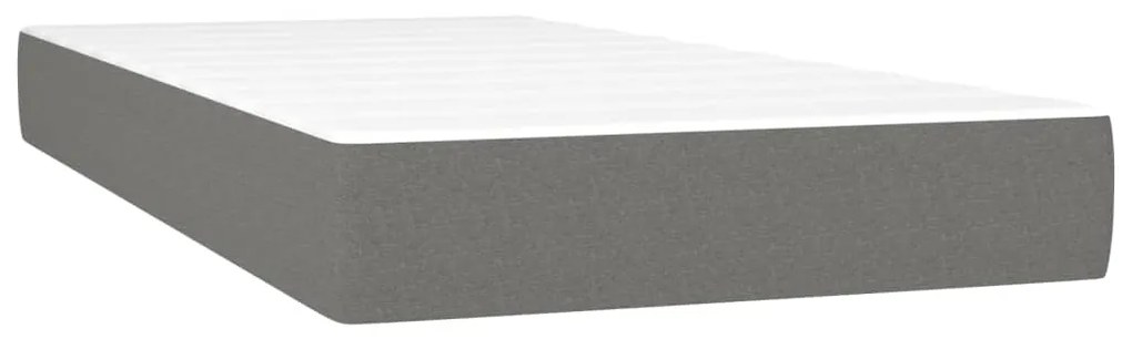 vidaXL Κρεβάτι Boxspring με Στρώμα &amp; LED Σκ.Γκρι 100x200 εκ Υφασμάτινο