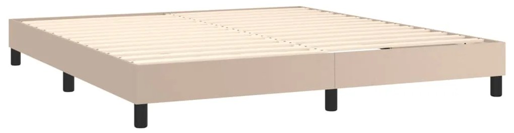 vidaXL Κρεβάτι Boxspring με Στρώμα Καπουτσίνο 180x200 εκ. Συνθ. Δέρμα