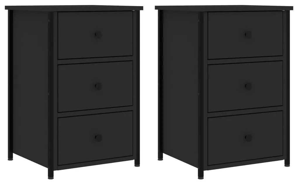 vidaXL Κομοδίνα 2 τεμ. Μαύρα 40 x 36 x 60 εκ. από Επεξεργασμένο Ξύλο