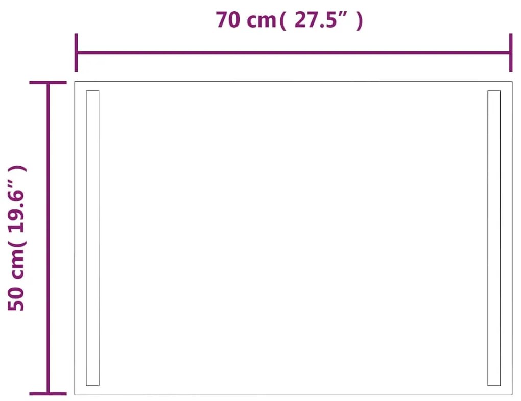 vidaXL Καθρέφτης Μπάνιου με LED 50 x 70 εκ.