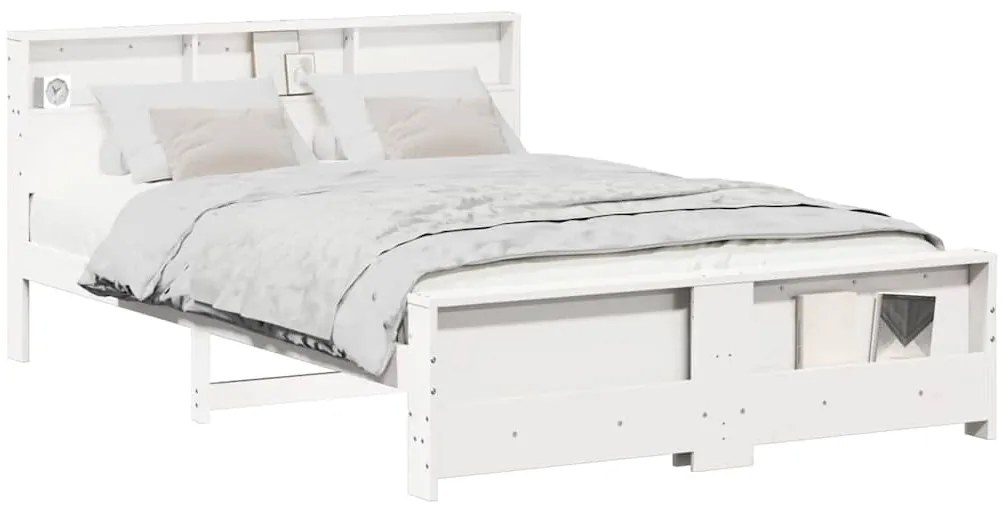 vidaXL Σκελετός Κρεβατιού Λευκό 160 x 200 cm Μασίφ ξύλο πεύκου