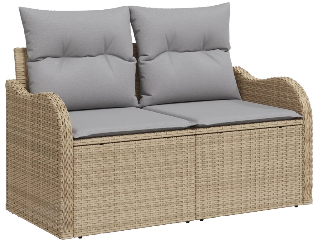 vidaXL σετ καναπέ 4 τεμαχίων με μαξιλάρια μπεζ Poly Rattan