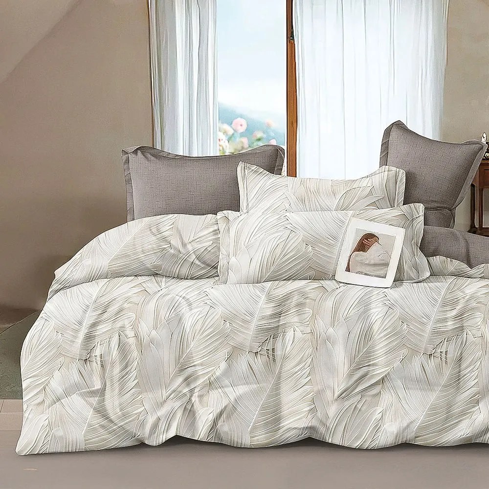Πάπλωμα Ivory (Σετ 3τμχ) Grey-Ivory Ρυθμός Υπέρδιπλo 220x240cm 100% Βαμβακοσατέν