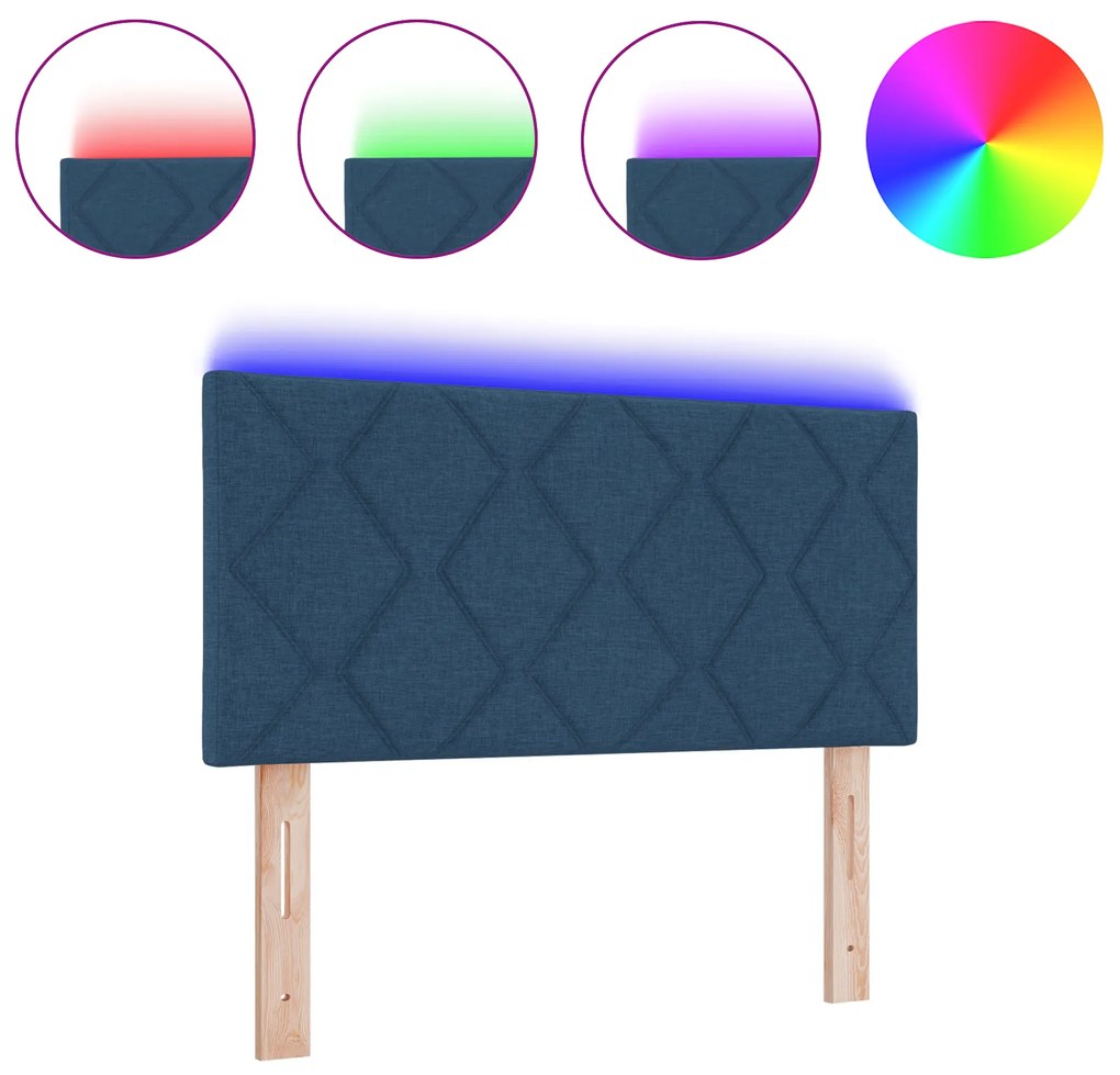 vidaXL Μπλε LED Κεφαλάρι με Σχεδιασμό Διαμαντιών, 100 cm Υφάσματος