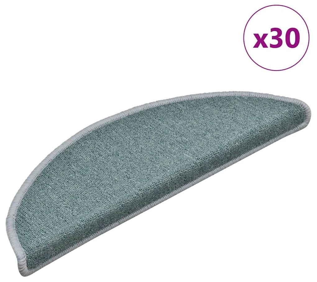 vidaXL Πατάκια Σκαλοπάτια 30 τεμ. 56x17x3 εκ. Θαλασσί Ημίκυκλα