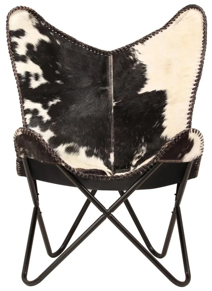 Καρέκλα Πεταλούδα Ασπρόμαυρη από Γνήσιο Δέρμα Κατσίκας - Μαύρο