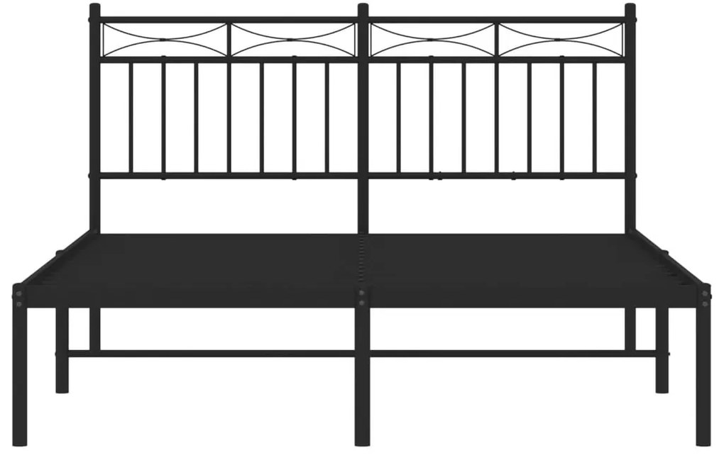 vidaXL Πλαίσιο Κρεβατιού με Κεφαλάρι Μαύρο 140 x 190 εκ. Μεταλλικό