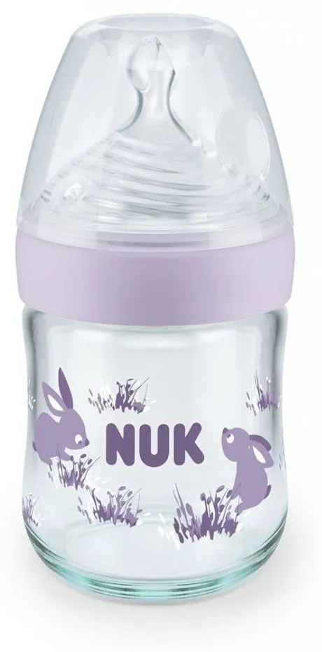 Μπιμπερό Γυάλινο Nature Sense 10747112 Temperature Control 120ml 0-6 Μηνών Purple Nuk 120ml Glass,Silicon