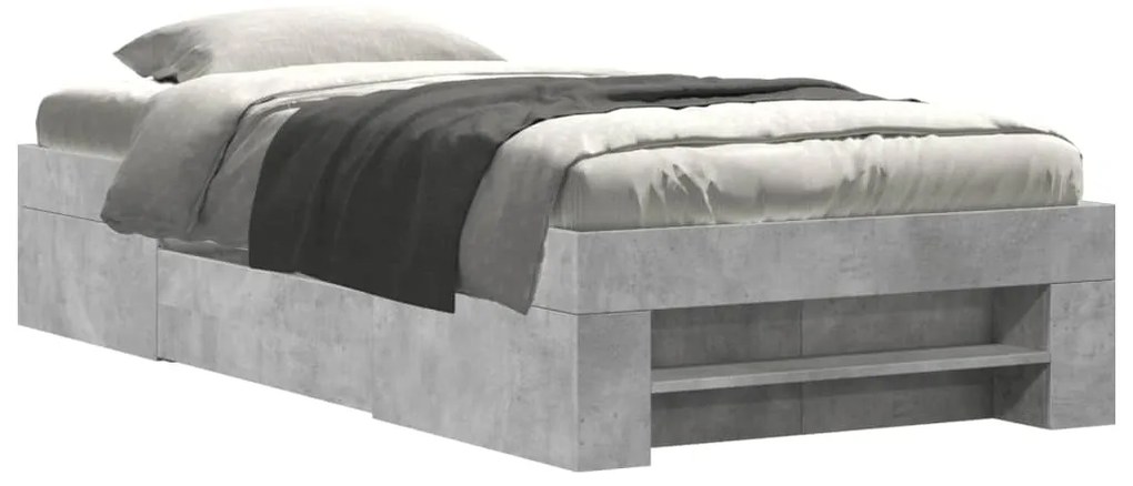 vidaXL Πλαίσιο Κρεβατιού Γκρι Σκυροδέματος 100x200 εκ. Επεξεργ. Ξύλο