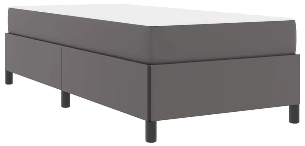 vidaXL Σκελετός κρεβατιού με στρώμα Γκρι 90 x 200 cm Τεχνητό δέρμα