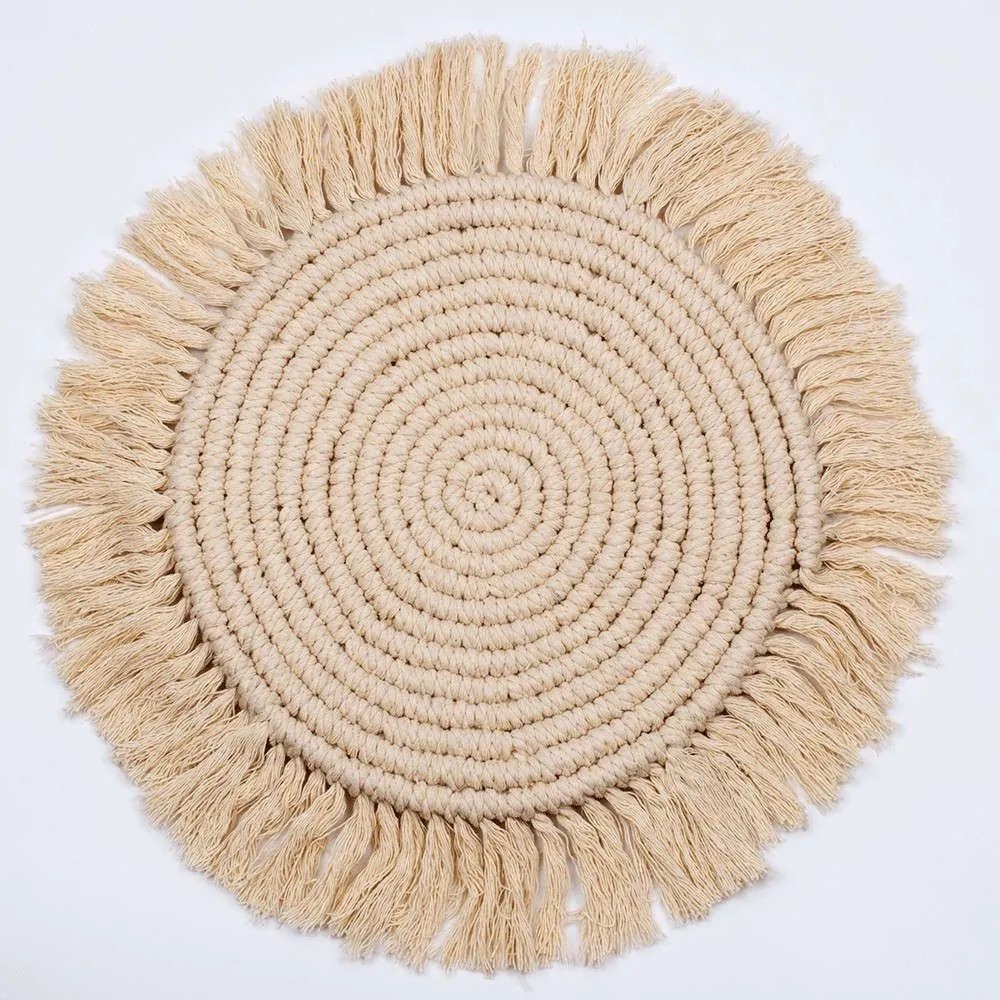 Σουπλά Μακραμέ 35302 Φ36cm Beige GloboStar 100% Cotton