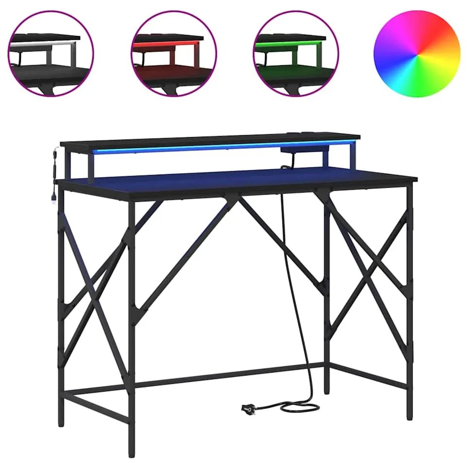 vidaXL Γραφείο Μαύρη δρυς 100 x 50 x 86.5 εκ Επεξεργασμένο ξύλο