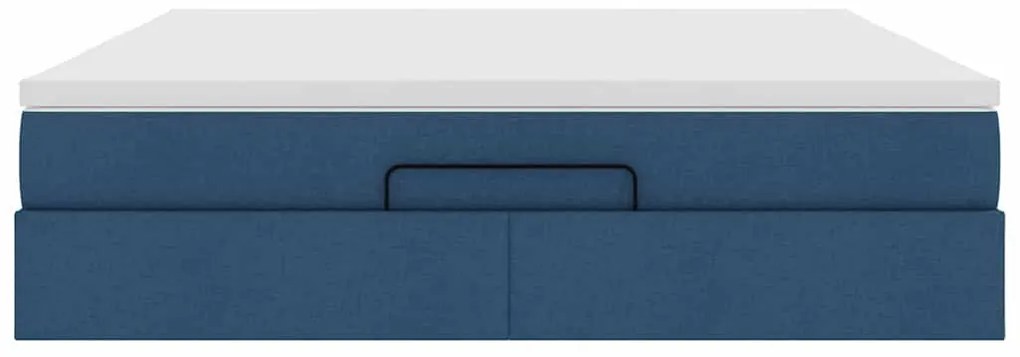 vidaXL Οθωμανικό κρεβάτι με στρώμα μπλε 160x200cm ύφασμα
