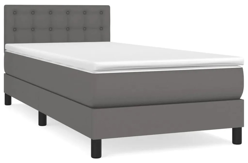 vidaXL Κρεβάτι Boxspring με Στρώμα Γκρι 80 x 200 εκ. Συνθετικό Δέρμα