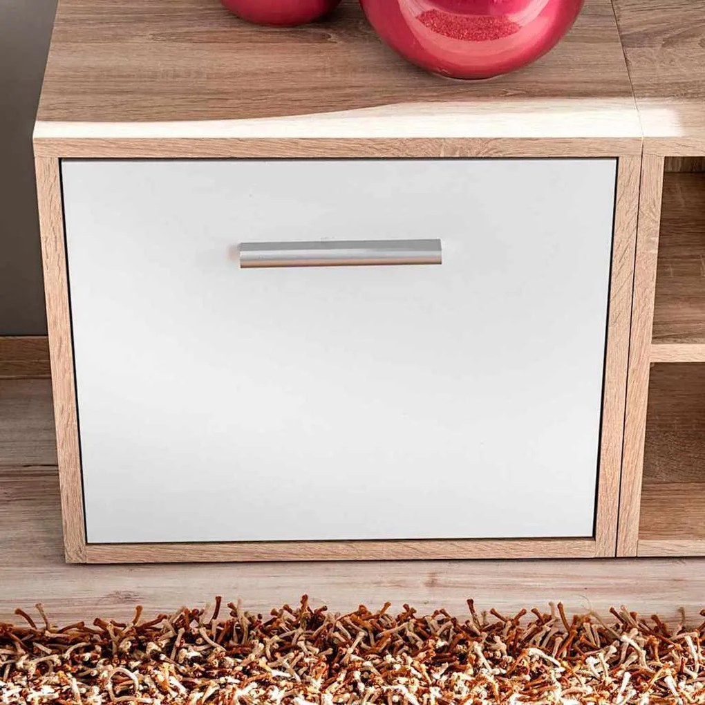 vidaXL Σετ επίπλου τηλεόρασης Επιτοίχιο 5 pcs Λευκό και ξύλο Sonoma