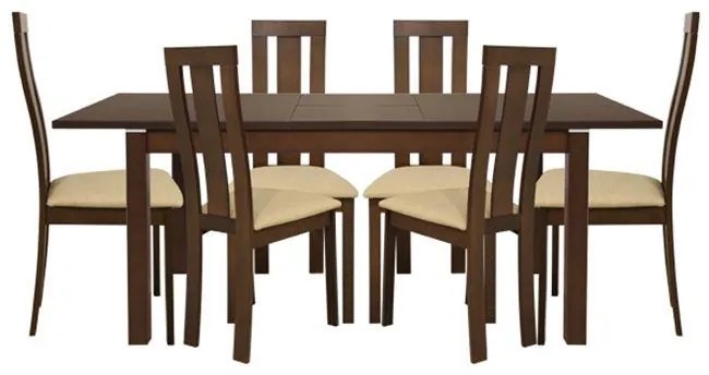 Σετ Τραπεζαρίας C10090 7τμχ Καρυδί με Τραπέζι Ανοιγόμενο & 6 Καρέκλες