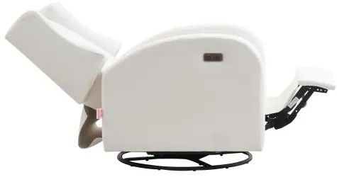 VEVOR Electronic Power Recliner and Swivel Glider, 250 lbs Weight Capacity Swivel Glider Recliner Chair with Adjustable Angle, Polyester Surface Recliner Rocker for Living Room, Bedroom, Off White