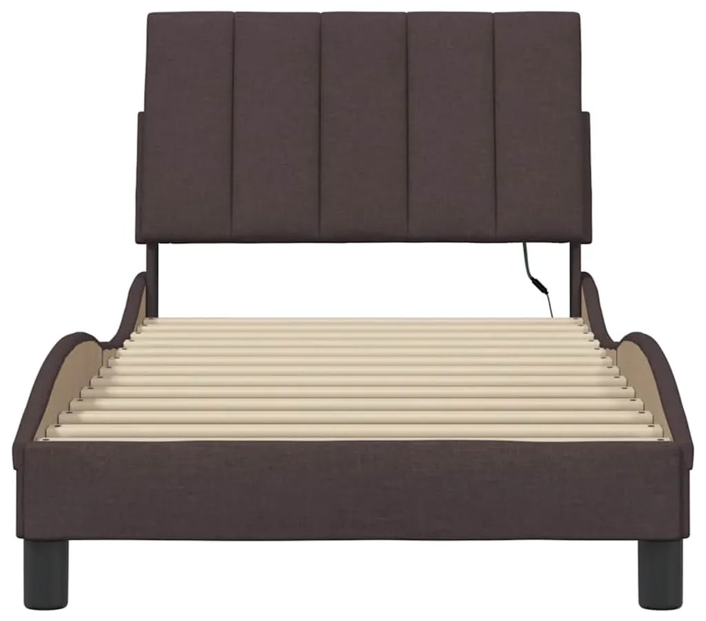 vidaXL Σκελετός Κρεβατιού Χωρίς Στρώμα Hanko Σκ. Καφέ 80x200 εκ. Υφασμάτινο