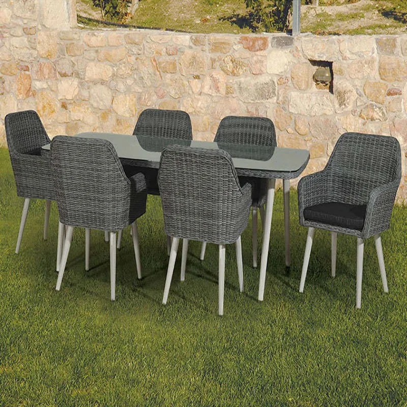 Τραπεζαρία (Σετ 7Τμχ) 176208 200x100x75cm Grey Six Seater