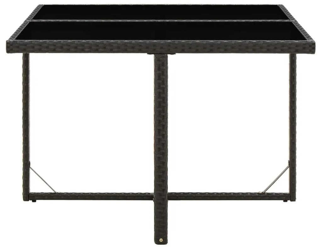 vidaXL Τραπέζι Κήπου Μαύρο 109 x 107 x 74 εκ. Συνθετικό Ρατάν & Γυαλί