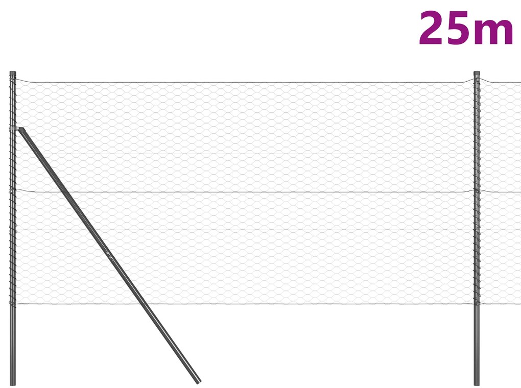 vidaXL Φράκτης Hexagon Γκρι 1.4x25 μ Μέταλλο