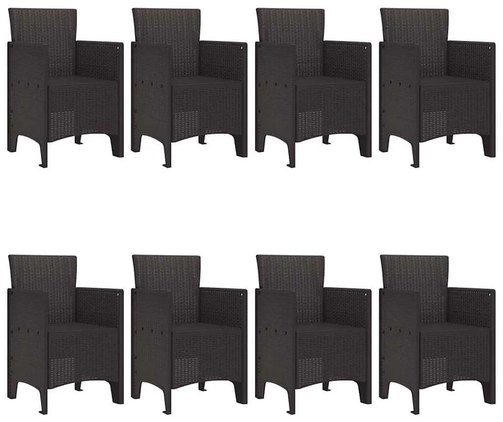 vidaXL Σέτ φαγητού για κήπο 9 pcs Καφέ Rattan Polt