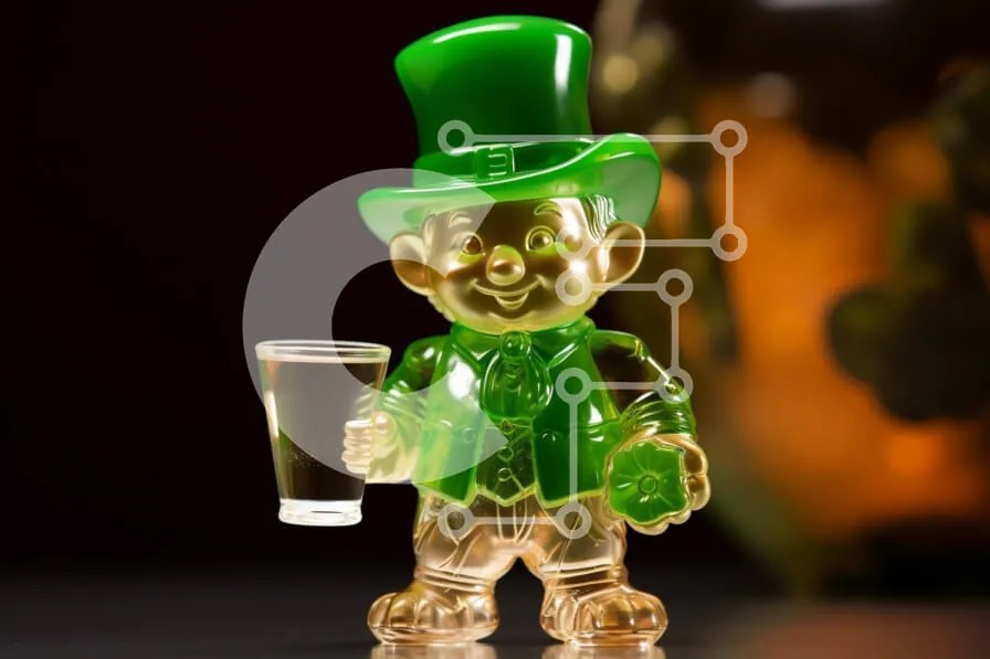 Intra Συλλεκτικό Ξύλινο Παζλ Plywood 4mm - Ειδώλιο καλλικάτζαρου του Αγίου Πατρικίου με μπύρα Σε Ξύλινο Κουτί - Διαστάσεις: 10x10 cm – 25 κομμάτια