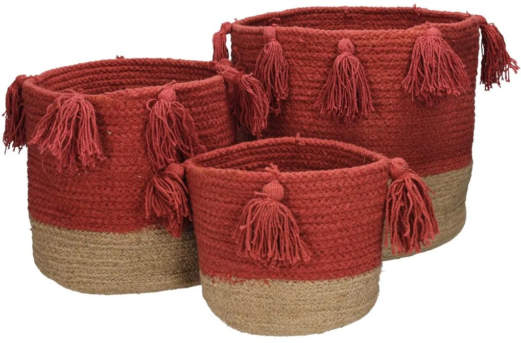 Καλάθι ArteLibre Κοραλί Βαμβακερό 25x25x25cm Σετ 3Τμχ-05152800