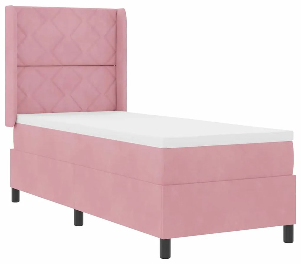 vidaXL Κρεβάτι με ελατήρια με κεφαλάρι Ροζ 80 x 200 cm Βελούδο