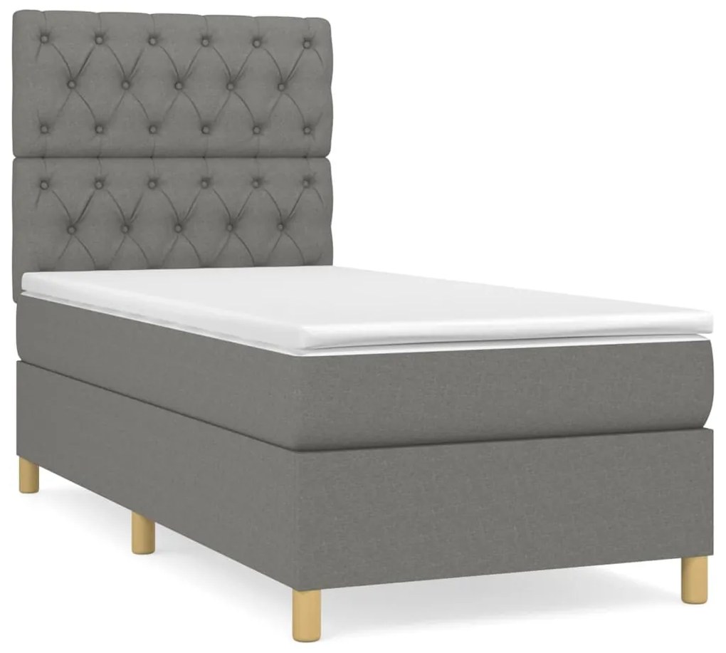 Κρεβάτι Boxspring με Στρώμα Σκούρο Γκρι 80x200 εκ. Υφασμάτινο - Γκρι