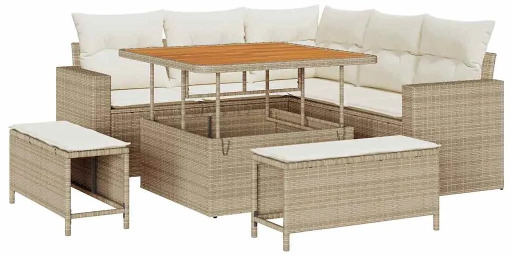 vidaXL Σετ Καναπέ Κήπου 8 pcs Μπεζ συνθετικό ρατάν