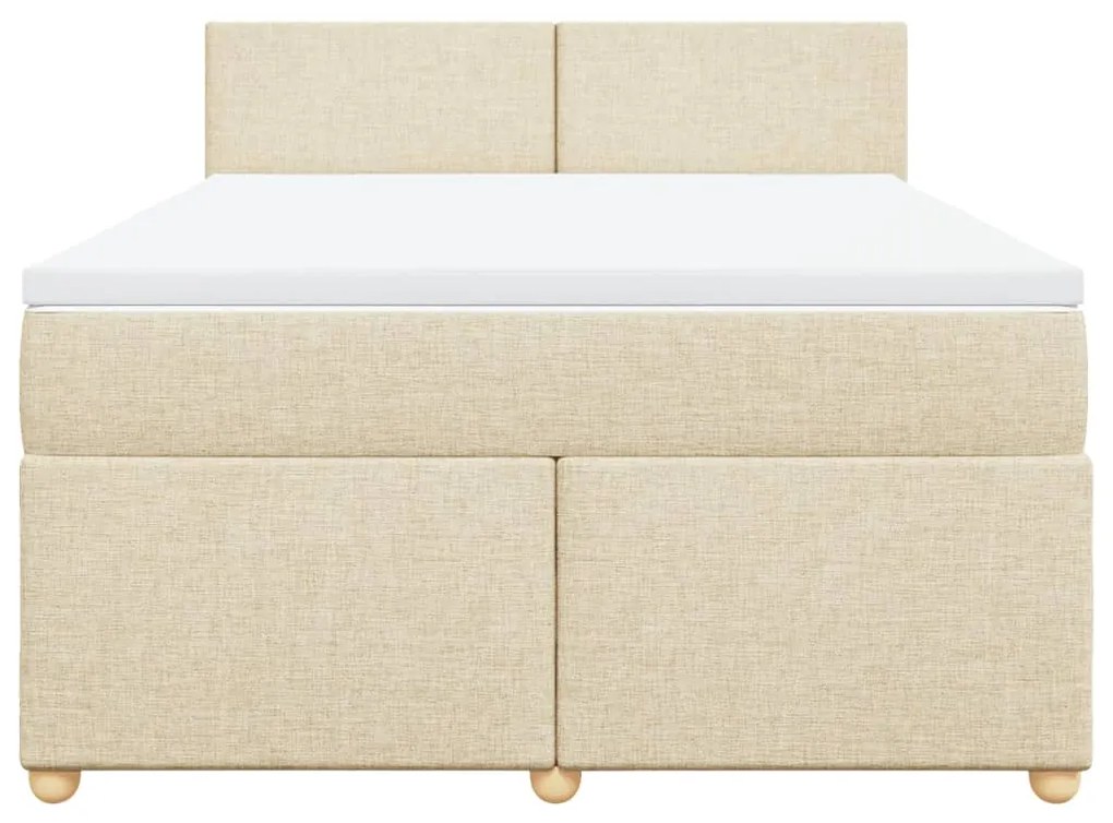 vidaXL Κρεβάτι Boxspring με Στρώμα Κρεμ 140x200 εκ. Υφασμάτινο