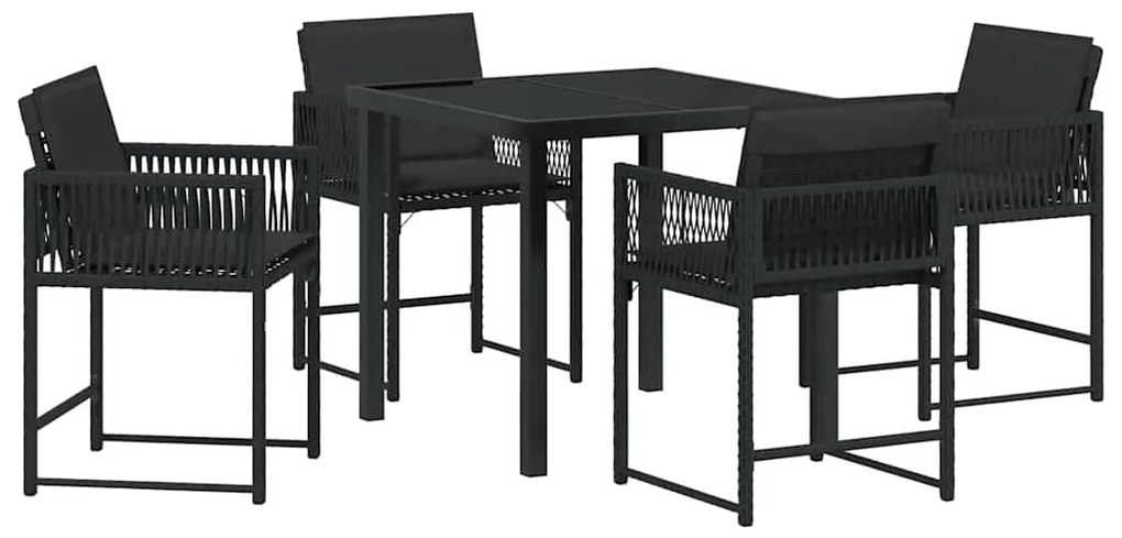 vidaXL Σέτ φαγητού για κήπο 5 pcs Μαύρο συνθετικό ρατάν