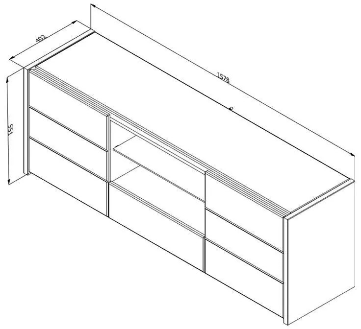Έπιπλο Τηλεόρασης Alicia Artisan Oak - Λευκό - Λευκή Λάκα 158x40x55 εκ. 158x40x55 εκ.