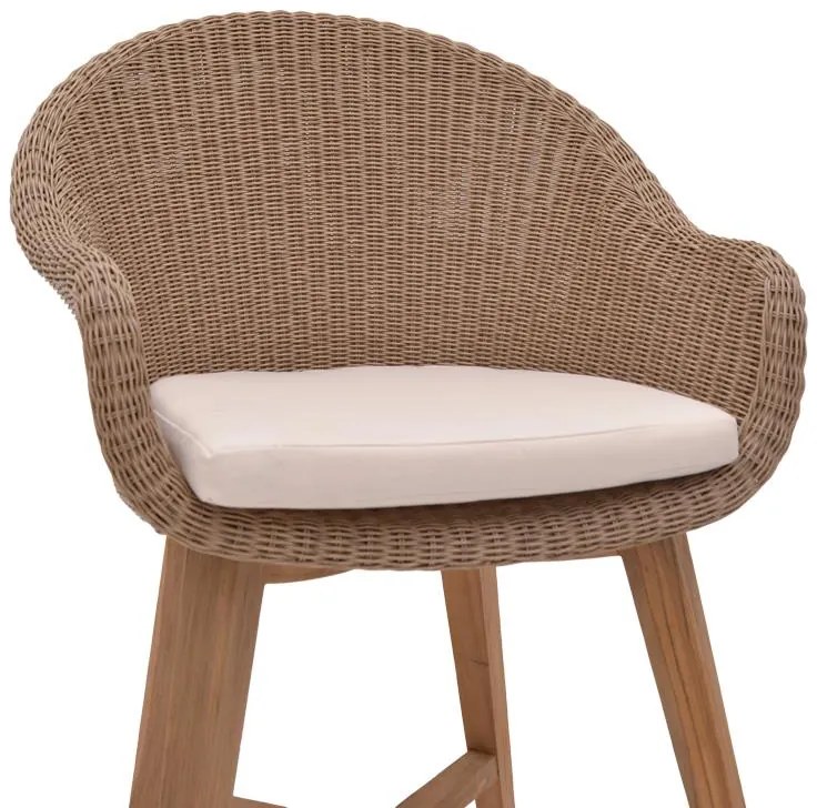 Καρέκλα - Πολυθρόνα Solso σκελετός αλουμινίου με teak πόδι σε Φυσικό και κρεμ μαξιλάρι 62x58x78 εκ. 62x58x78 εκ.