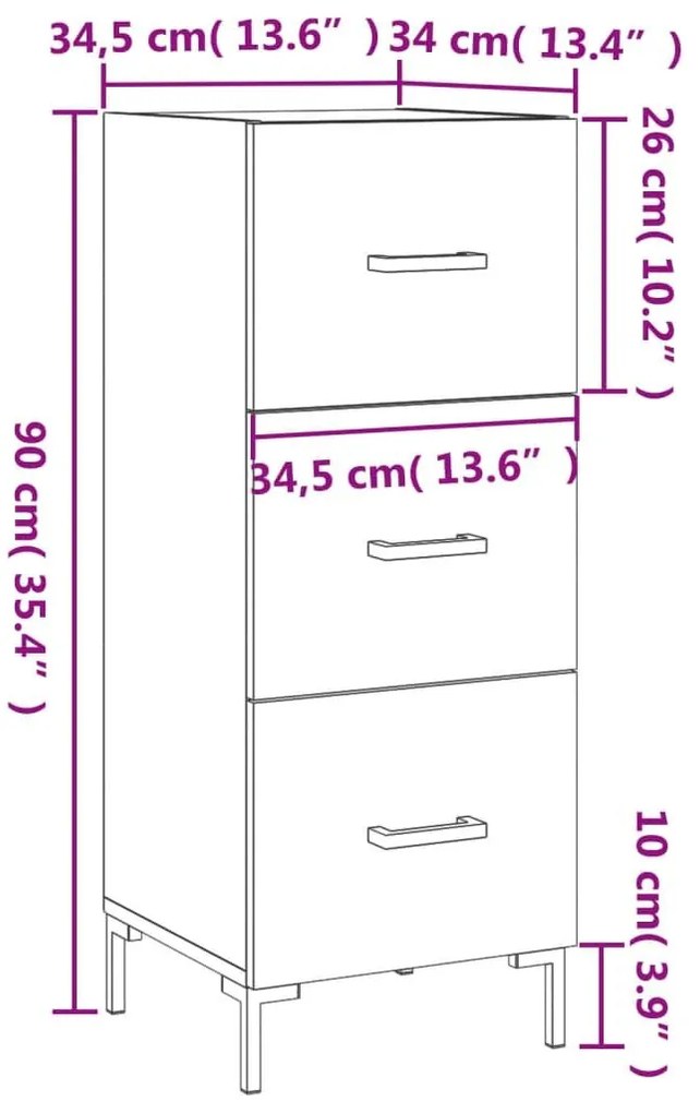 Ντουλάπι Γκρι Σκυροδέματος 34,5x34x90 εκ. Επεξεργασμένο Ξύλο - Γκρι