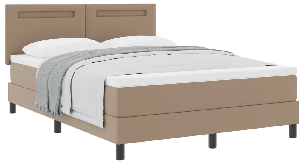 vidaXL Κρεβάτι Box Spring με Στρώμα σε Καπουτσίνο - 140 x 200 εκ, Συνθετικό Δέρμα.