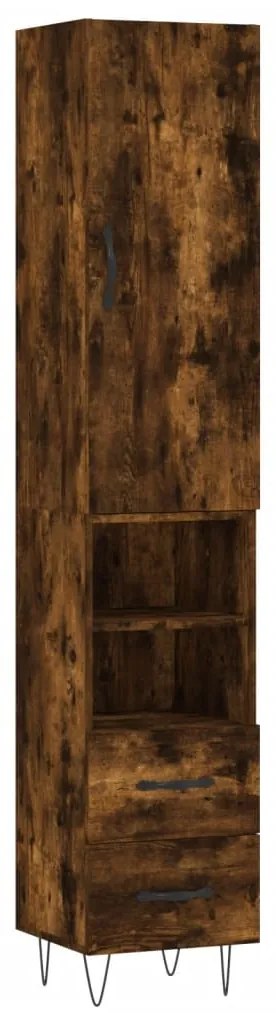 vidaXL Ντουλάπι Καπνιστή δρυς 34,5x34x180 εκ. από Επεξεργασμένο Ξύλο