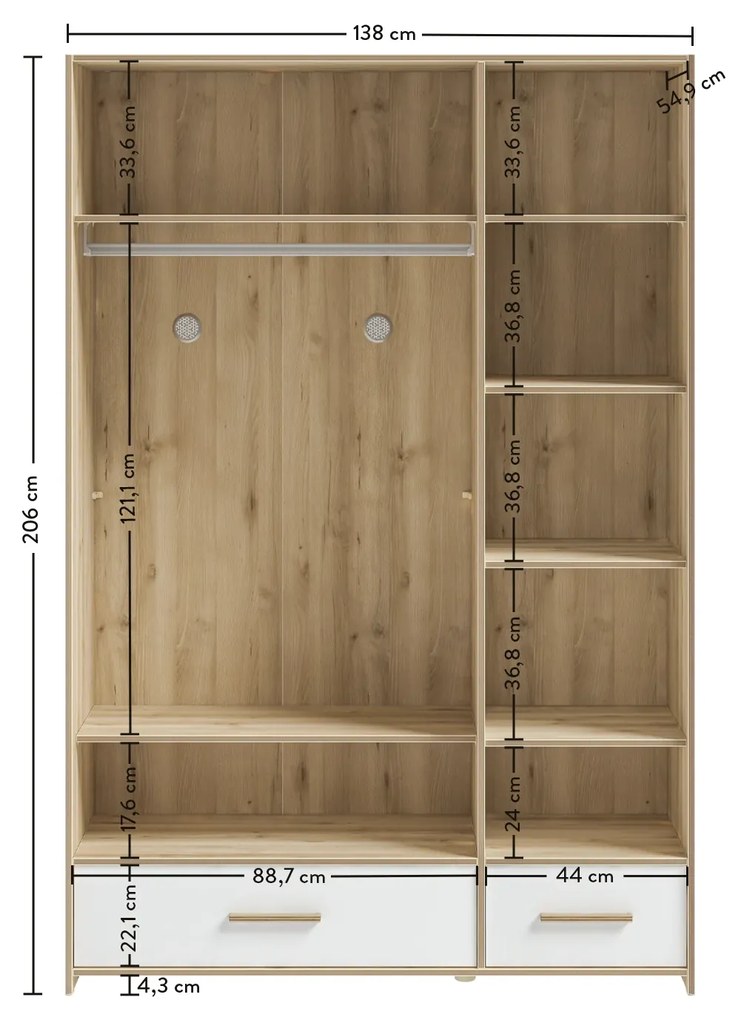 Παιδική ντουλάπα  MODERA  MD-1007 138x61x206εκ. Cilek